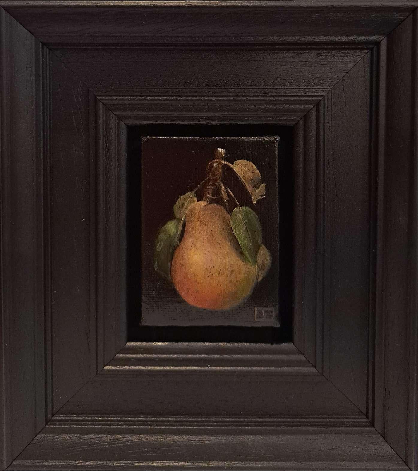 Dani Humberstone Interior Painting - Pocket Rusty Wild h Pear, Baroque Still Life, fruit, pear, nature 