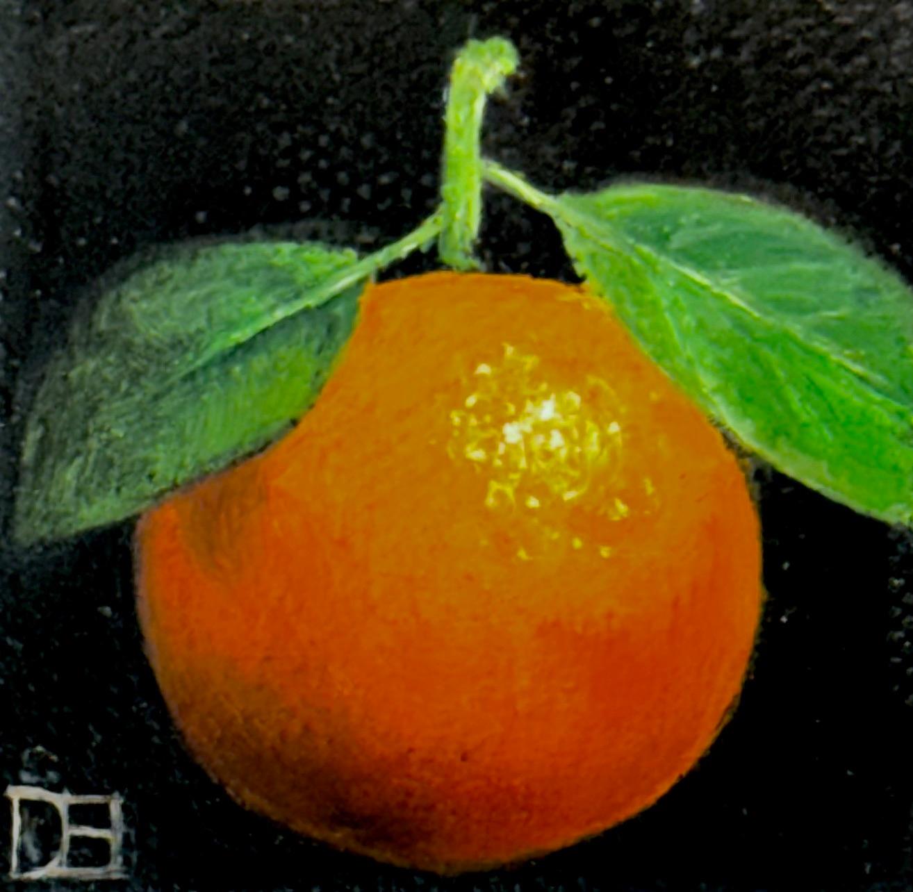 Pocket Small Clementine - Original Realismus Stillleben Obst - zeitgenössische Kunst – Painting von Dani Humberstone