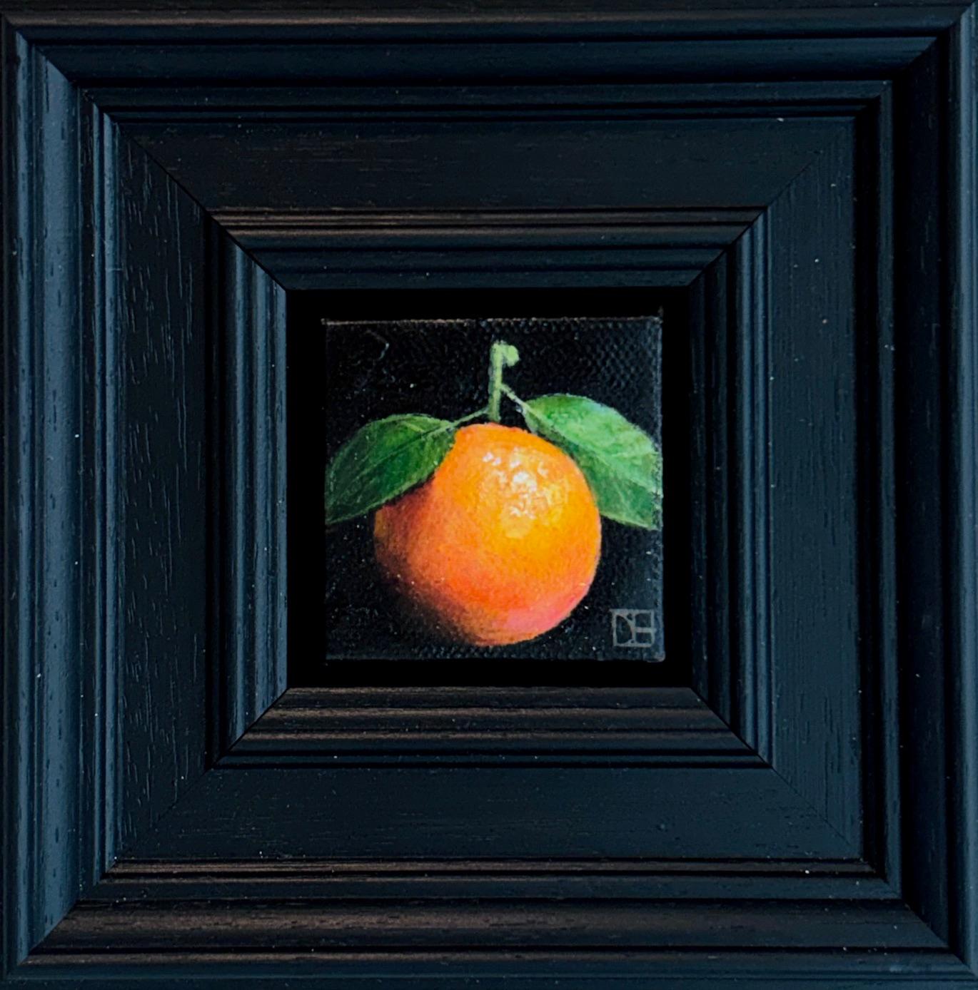 Dani Humberstone Still-Life Painting - Pocket Small Clementine - original realism still life fruit - contemporary art