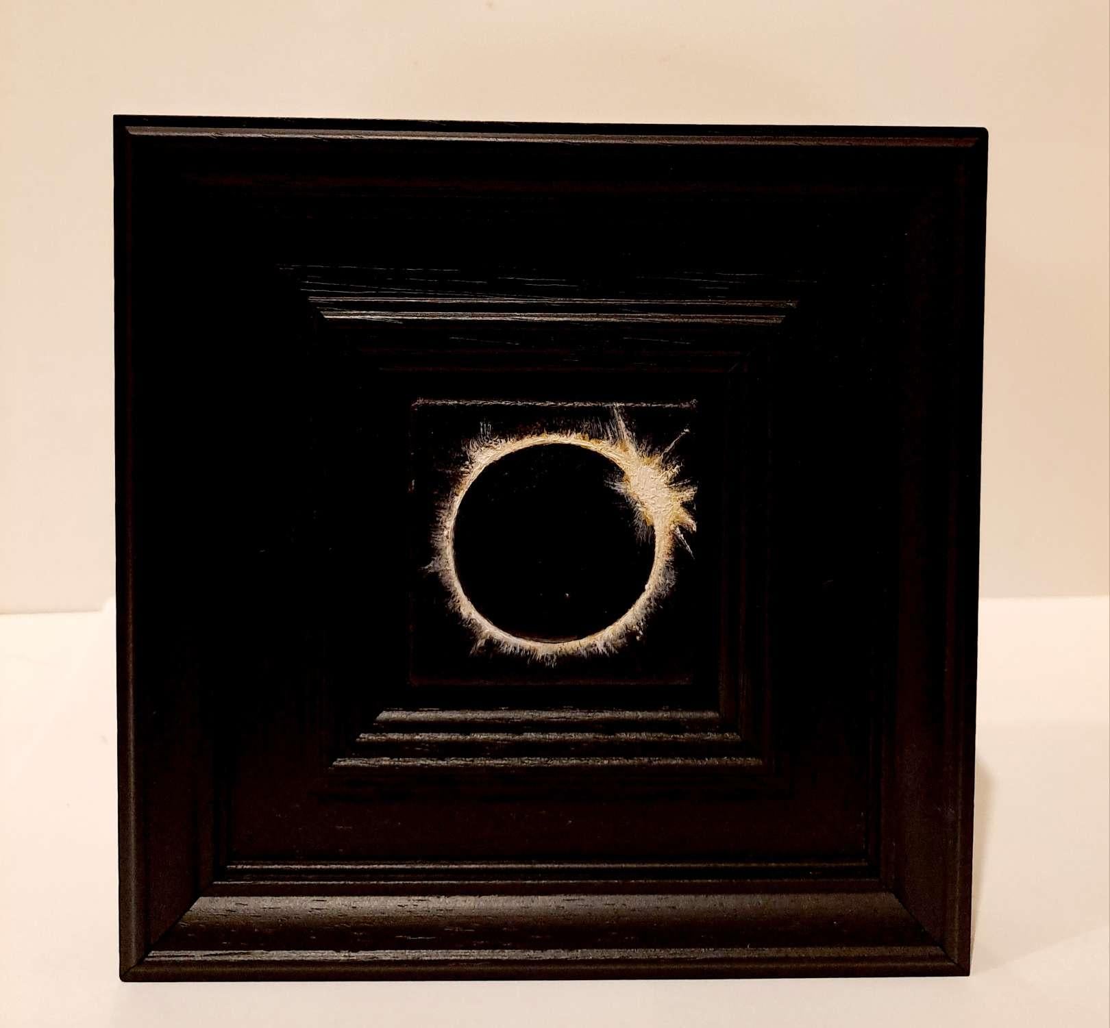 Pocket Solar Eclipse April 2024, Original Painting, Moon, Realism 1