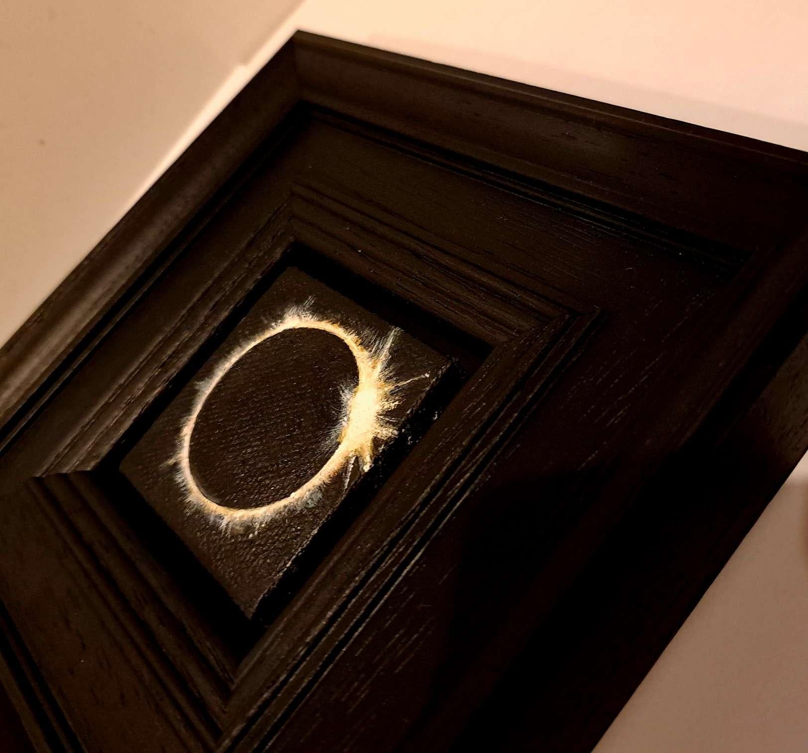 Pocket Solar Eclipse April 2024, Original Painting, Moon, Realism 5