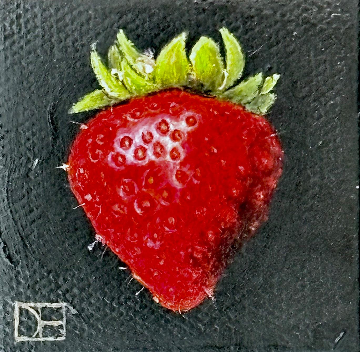 Pocket Strawberry - original realistisches Obststillleben - zeitgenössische Kunst (Realismus), Painting, von Dani Humberstone