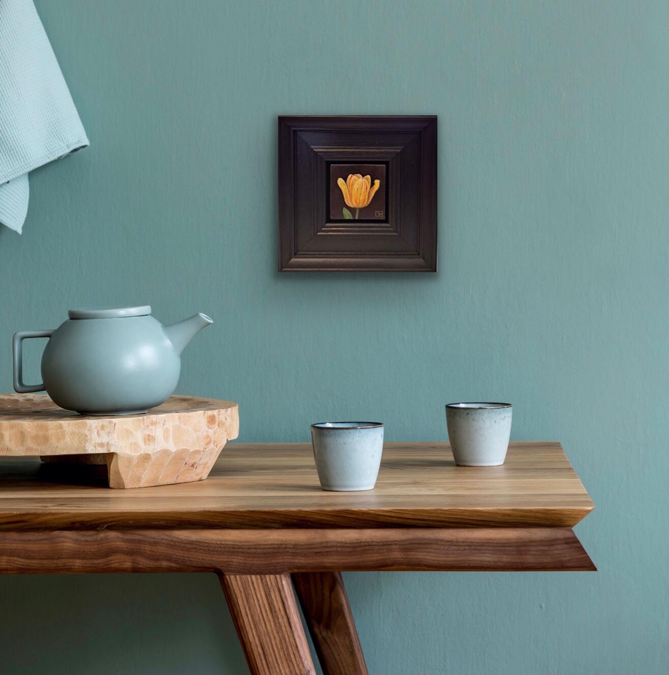 Pocket Striped Bellona Tulip, peinture originale, fleur, nature morte, plante en vente 7