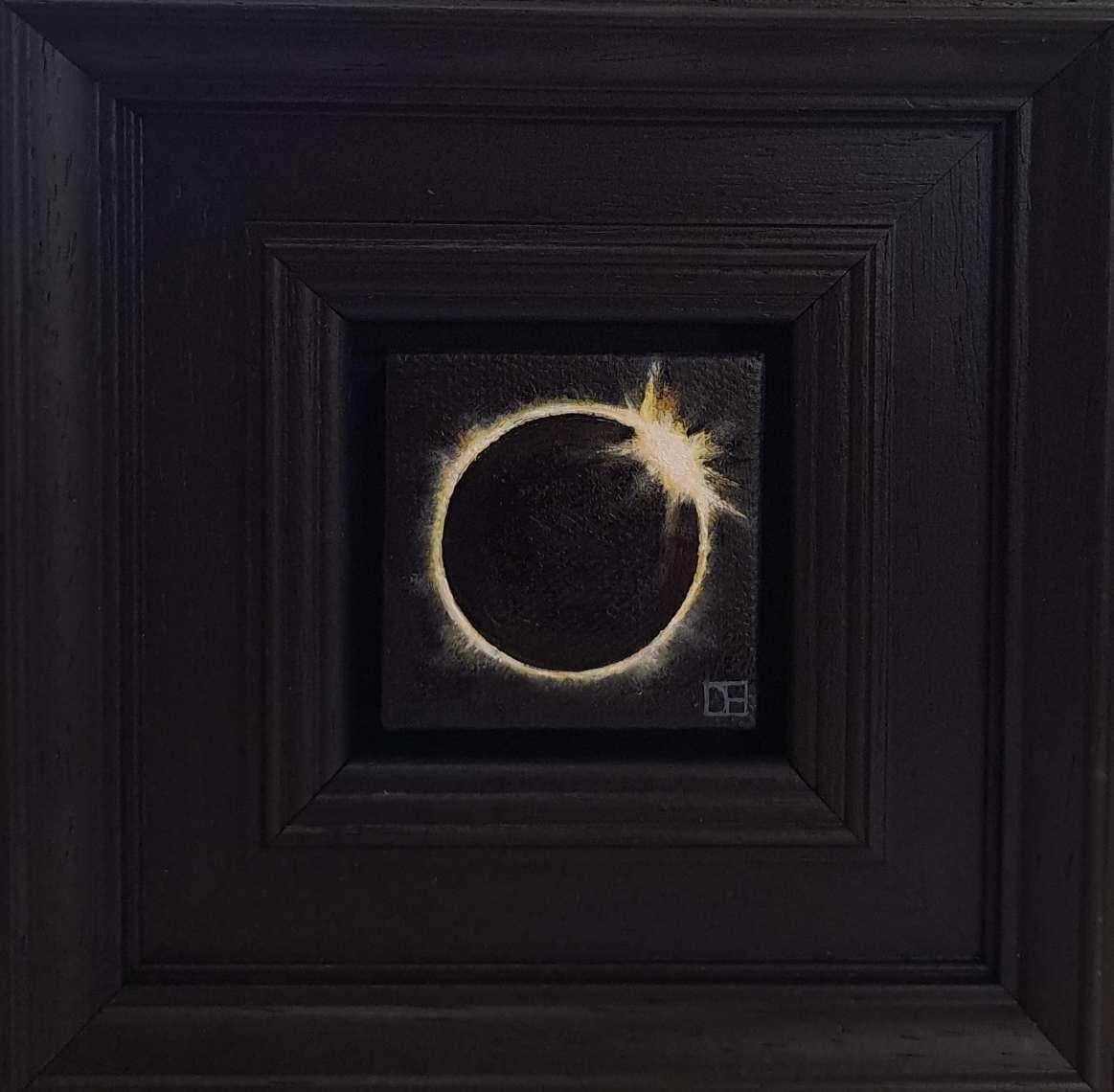 Dani Humberstone Still-Life Painting - Pocket Sun Eclipse 2024 3, Original Painting, Sun, Universe, Black
