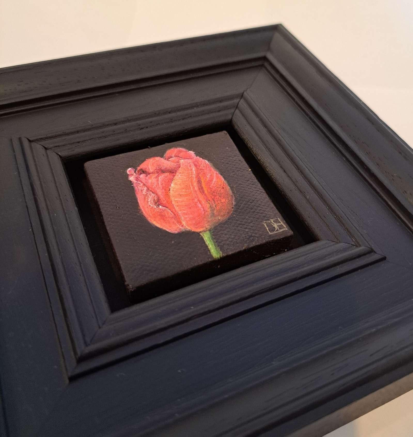 Pocket Veronique Tulip, Original Painting, Floral art, Nature, Red, Affordable For Sale 3