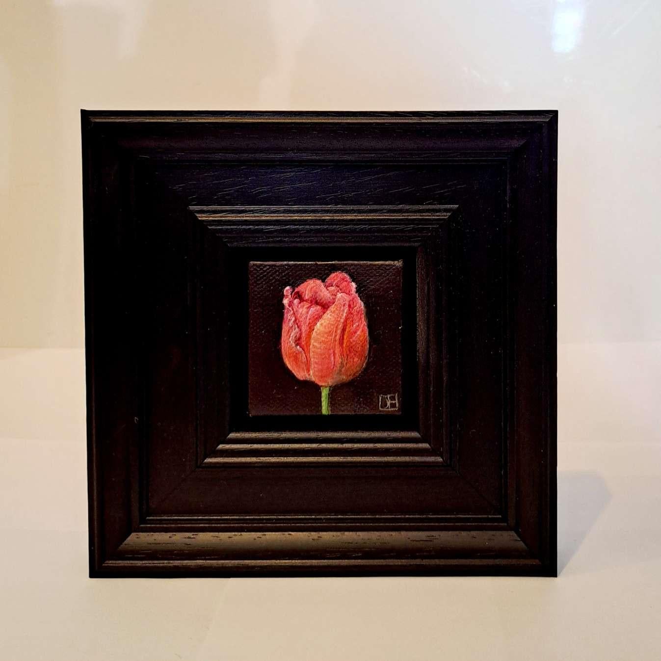 Pocket Veronique Tulip, Original Painting, Floral art, Nature, Red, Affordable For Sale 4