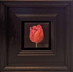 Pocket Veronique Tulipe, Peinture originale, Art floral, Nature, Rouge, Abordable