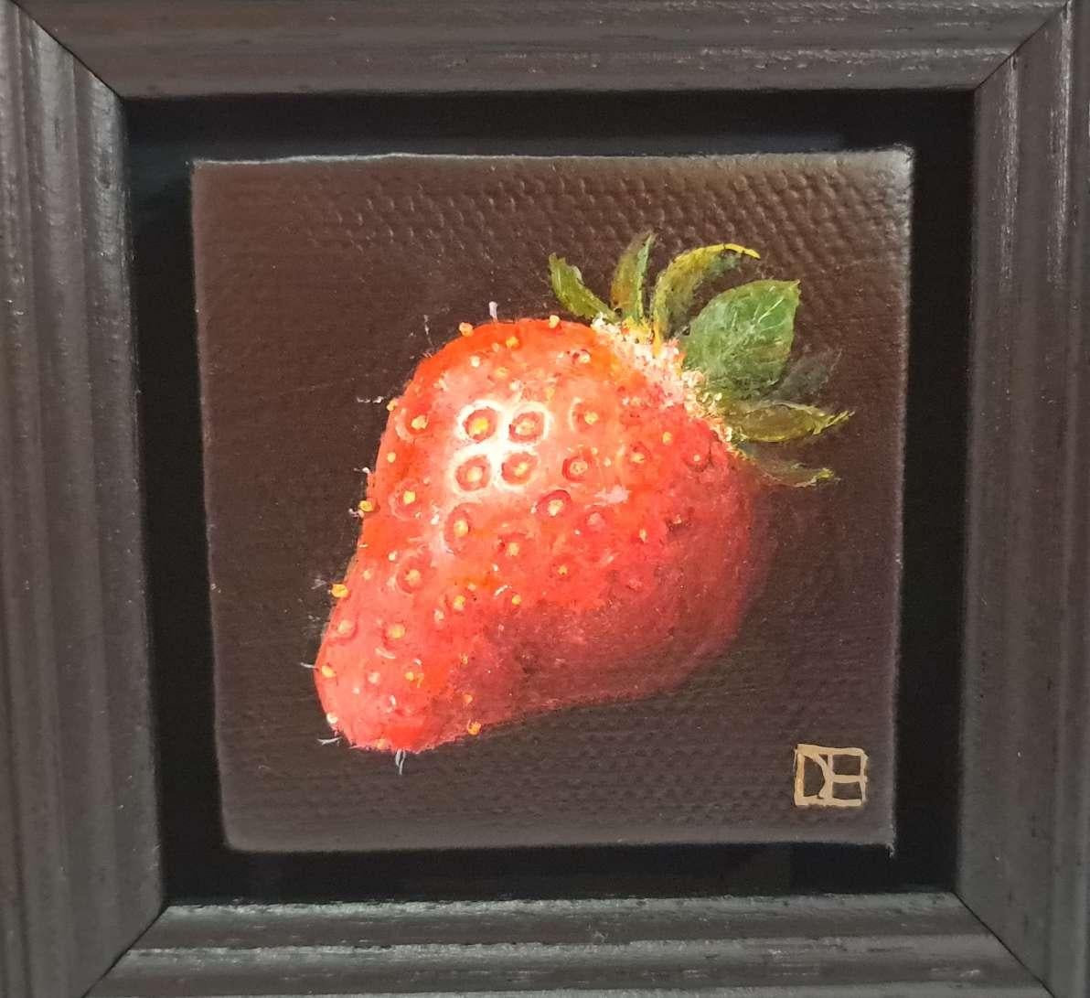 Fragola tascabile molto matura, Pittura originale, Natura morta, Arte della frutta 1