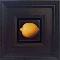 Pocket Very Yellow Lemon #2 c, Original Painting, Fruit Art, Lemon art