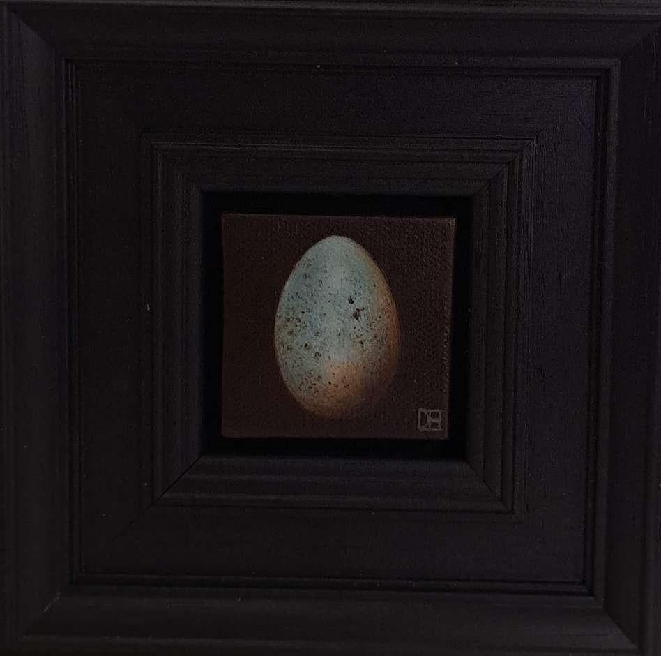 Huevo de Mirlo Azul Pálido de Bolsillo, Pintura Original, Naturaleza Muerta, Arte del Huevo 1