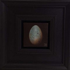 Huevo de Mirlo Azul Pálido de Bolsillo, Pintura Original, Naturaleza Muerta, Arte del Huevo