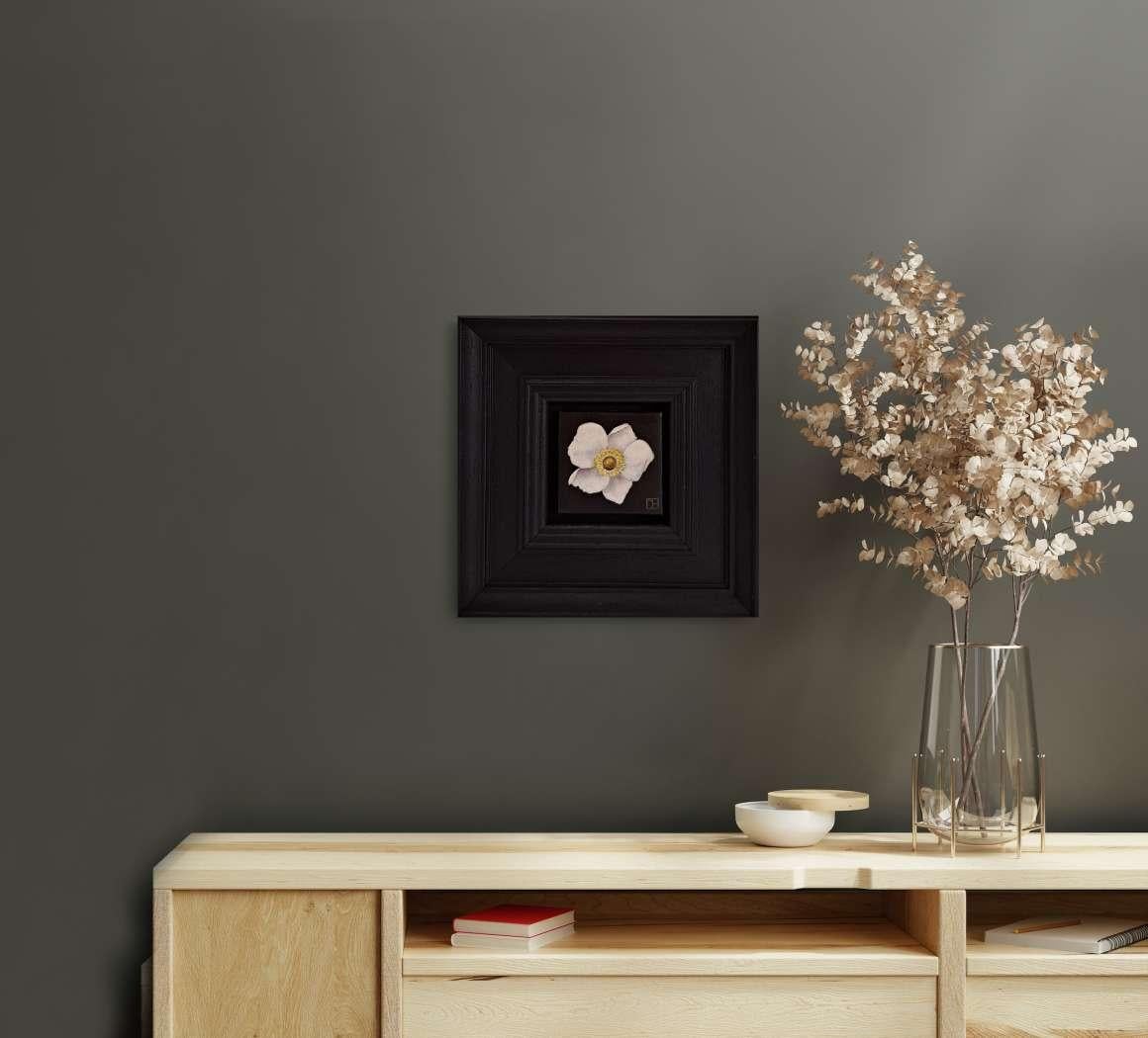 Anemone bianca tascabile 4, Pittura originale, Natura morta, Arte floreale, Floreale 2