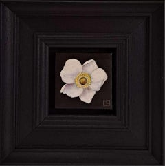 Anemone bianca tascabile 4, Pittura originale, Natura morta, Arte floreale, Floreale