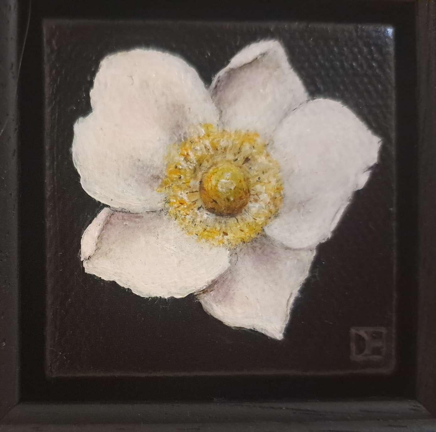 Anémona blanca de bolsillo 5 c, Pintura original, Realista, Arte otoñal en venta 2