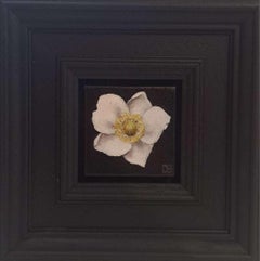 Anémone blanche 5 c, peinture originale, réaliste, art d'automne