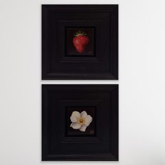Díptico Anémona blanca de bolsillo (c) y Fresa roja jugosa de bolsillo, Arte original