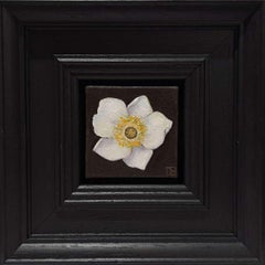 Anémone blanche de poche, peinture originale, style baroque, réalisme, fleurs