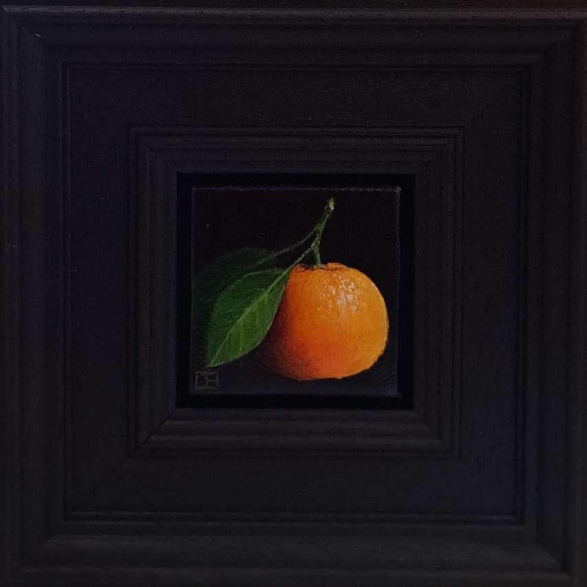 Bolsillo Amarillo Naranja Clementina Pintura Original, Arte Frutal, Realista 2