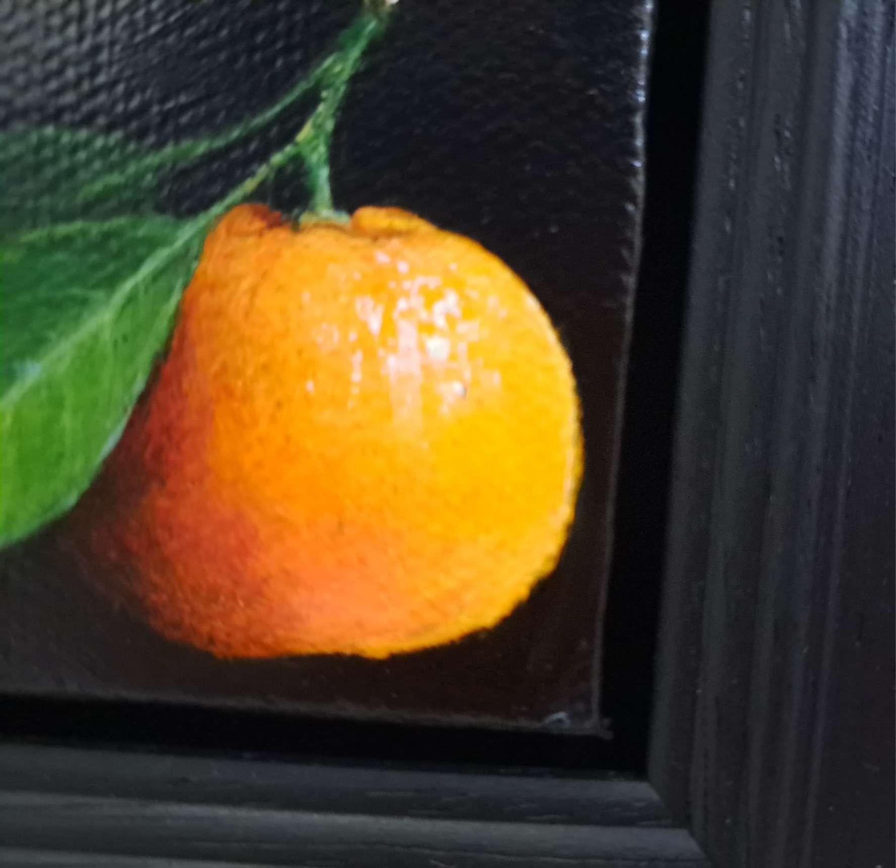Bolsillo Amarillo Naranja Clementina Pintura Original, Arte Frutal, Realista 3