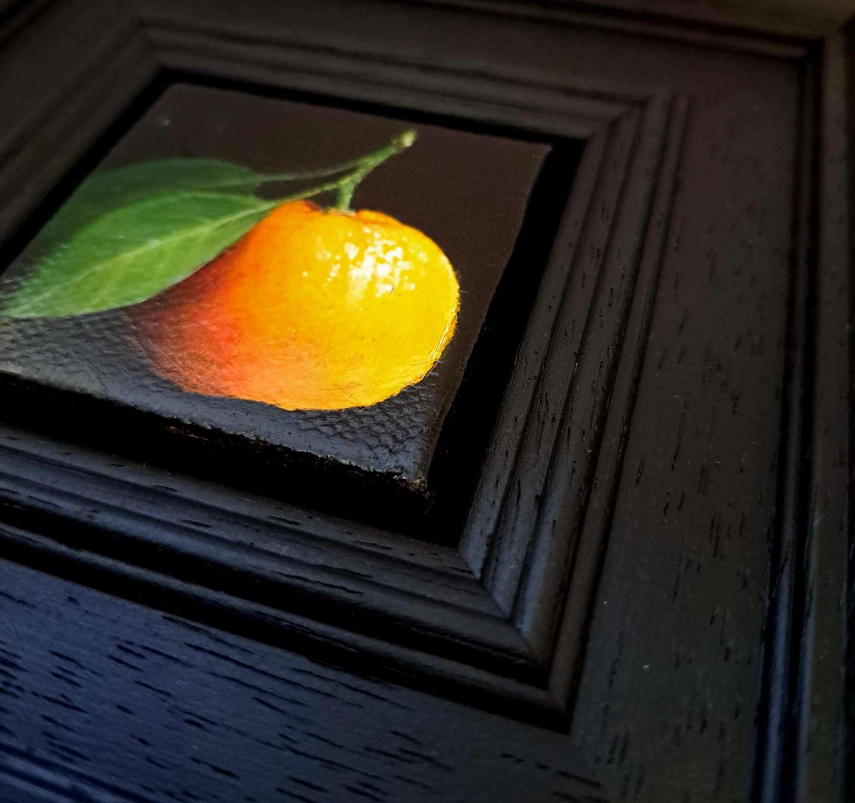 Bolsillo Amarillo Naranja Clementina Pintura Original, Arte Frutal, Realista 5