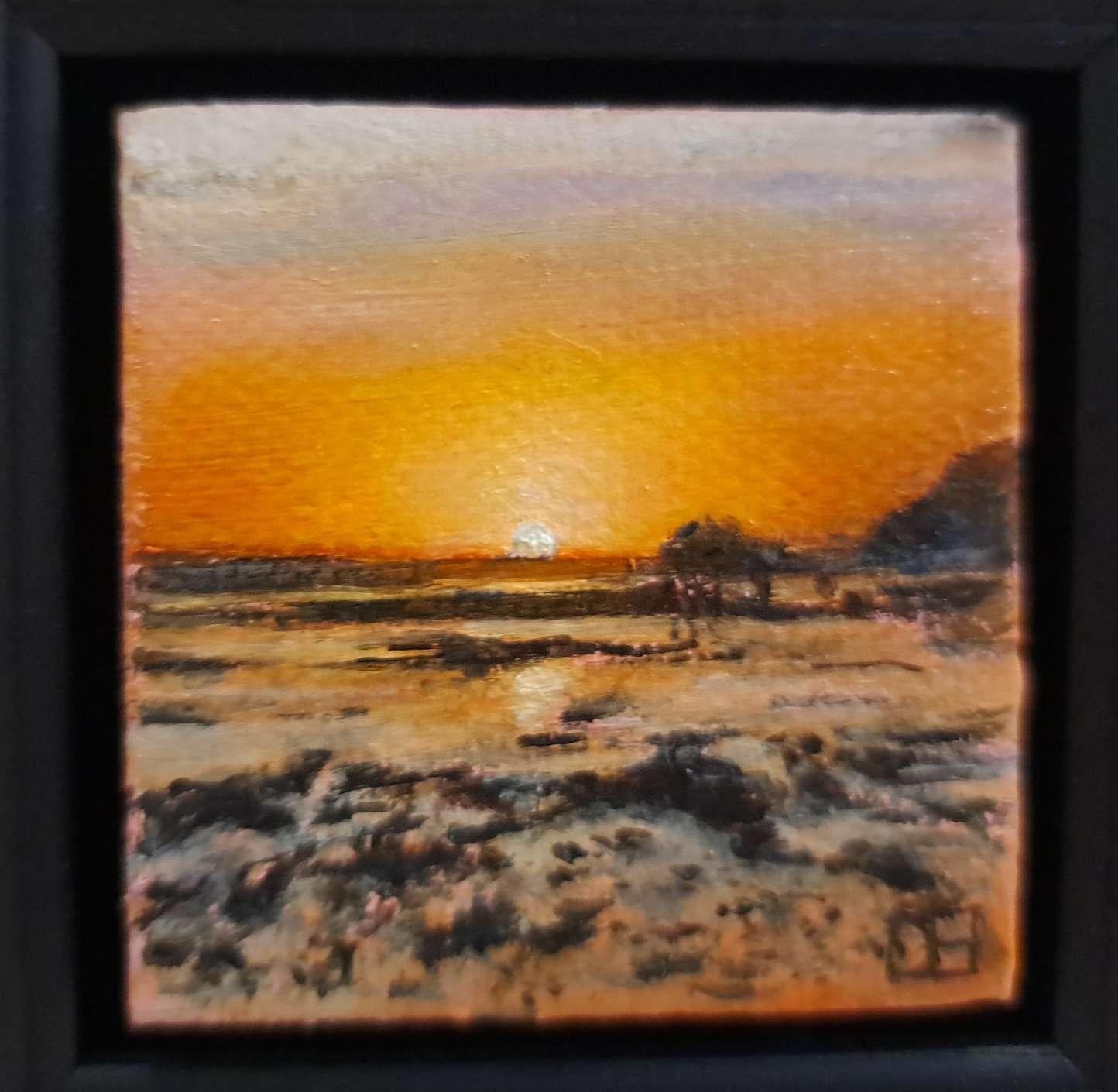 Polzeath Beach at Sunset Landscape Collection Taschenserie, Originalgemälde im Angebot 1