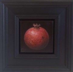 Pomegranate Deep Red Brown Pocket Painting 2c, original painting, still-life