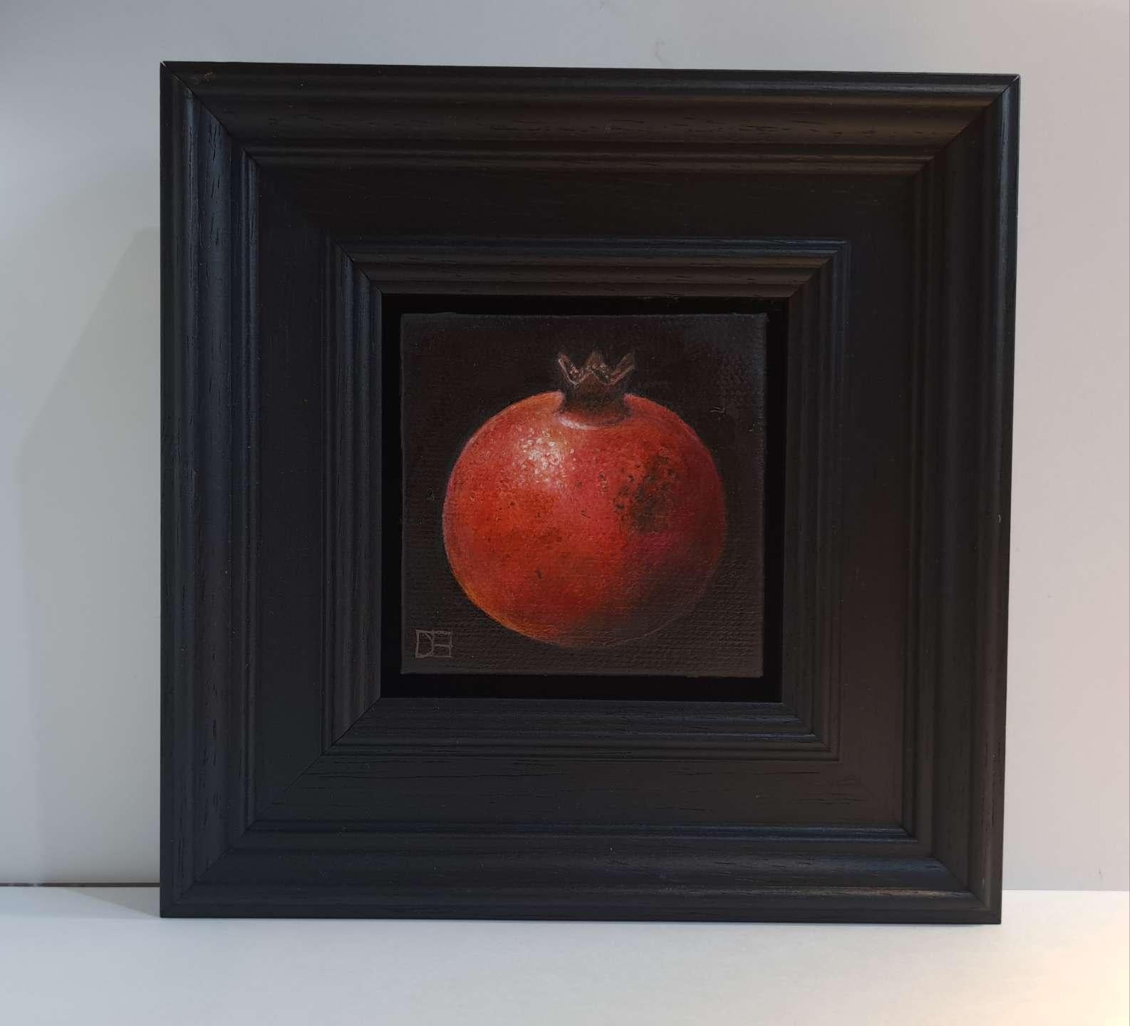 Grenade rouge profond peinture de poche marron 3c4c, peinture à l'huile, nature morte en vente 1