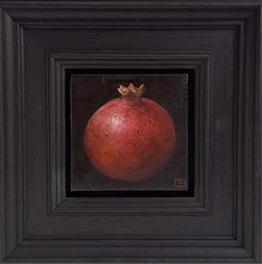 Pittura tascabile rosso melograno marrone intenso, pittura a olio, natura morta