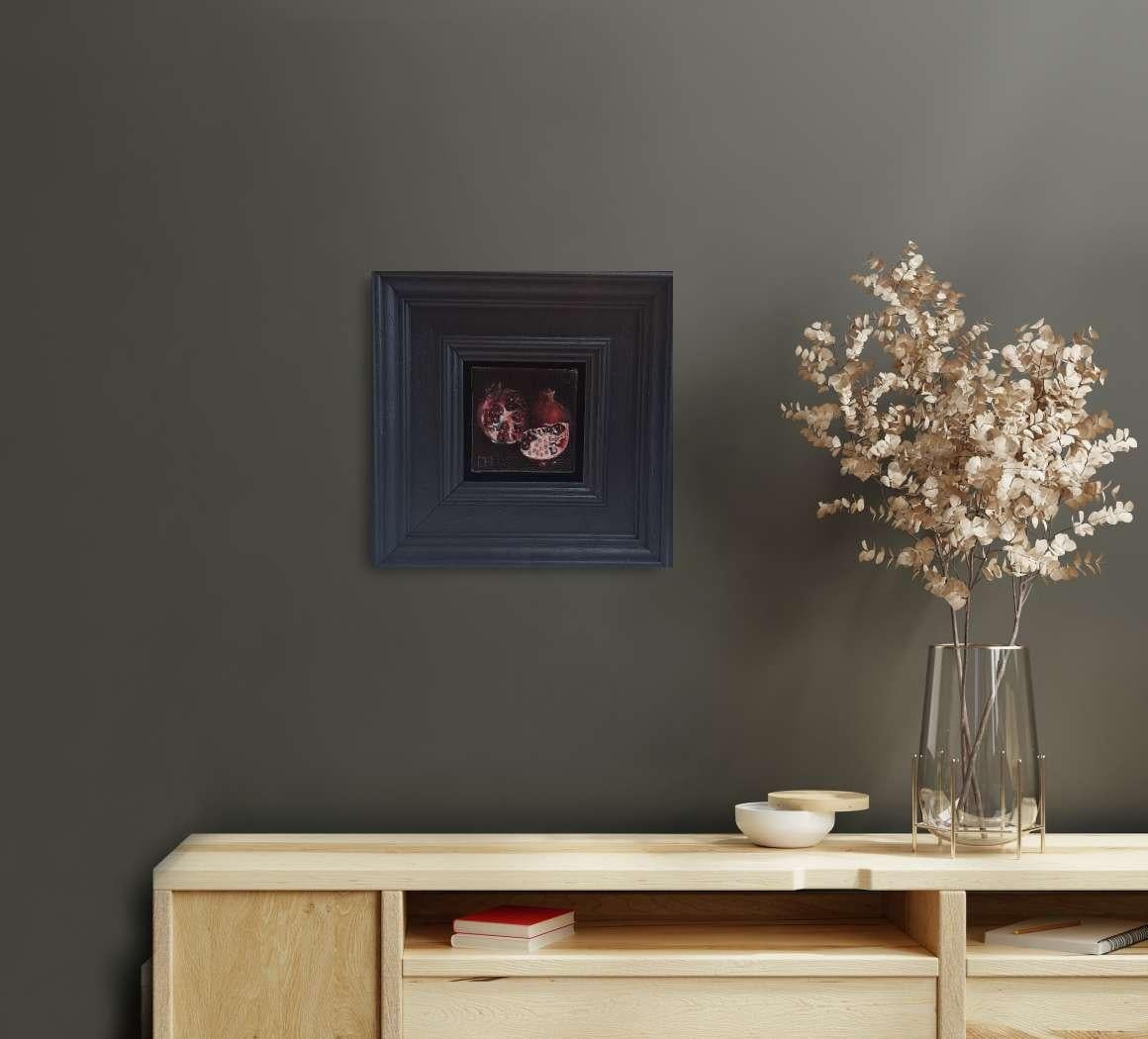 Pomegranate Tableau Chiaroscuro Pocket Painting, original painting For Sale 4
