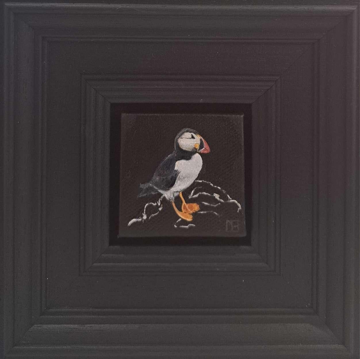 Puffin Bird Wildlife Pocket Painting, original painting, still-life, contemporar For Sale 1