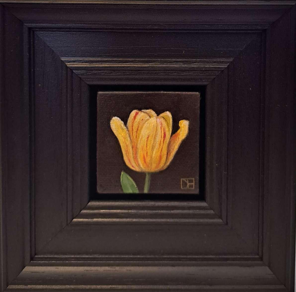 Quadrittico di selezione tascabile: 2 tulipani, fragole e bombi, Nature floreali - Painting Realismo di Dani Humberstone