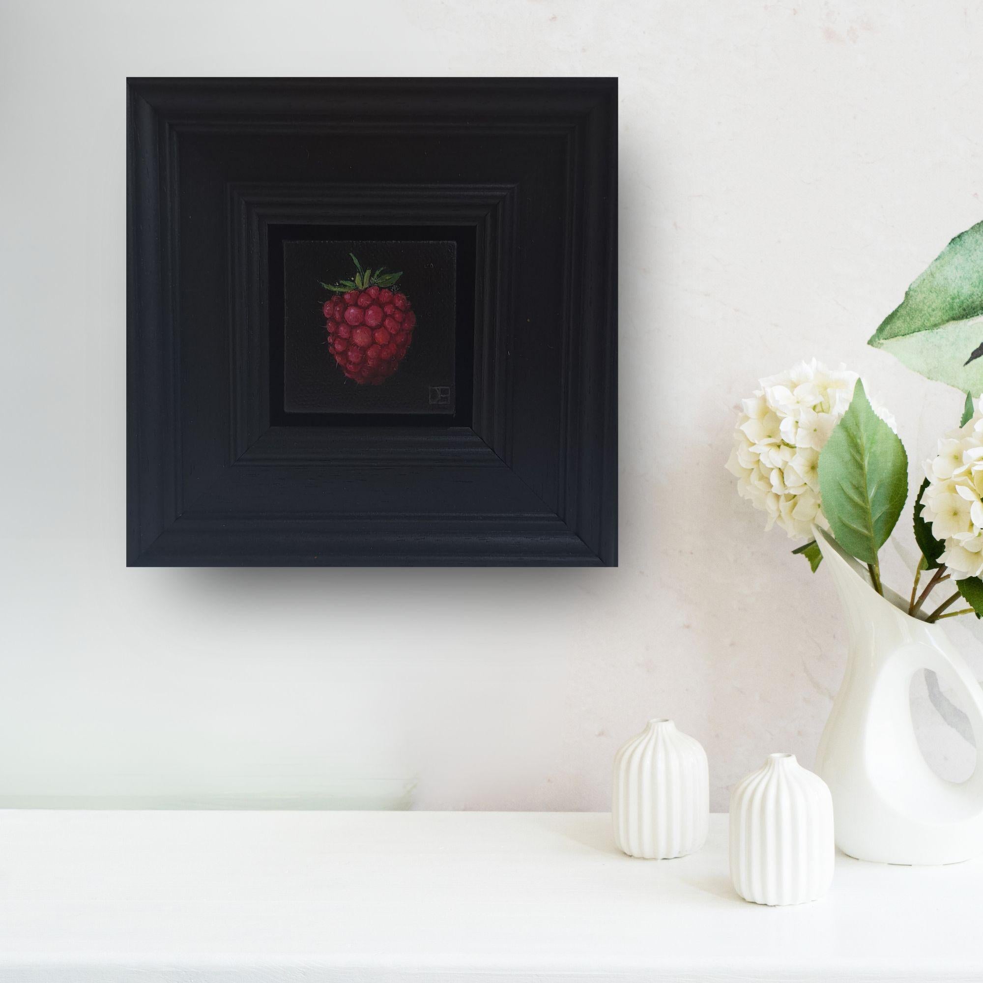 Frambuesa - original realismo bodegón fruta - arte contemporáneo - Painting de Dani Humberstone