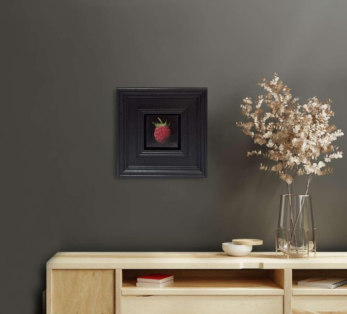 Raspberry (Pink) Pocket Painting, Still life, Fruit, Original 5