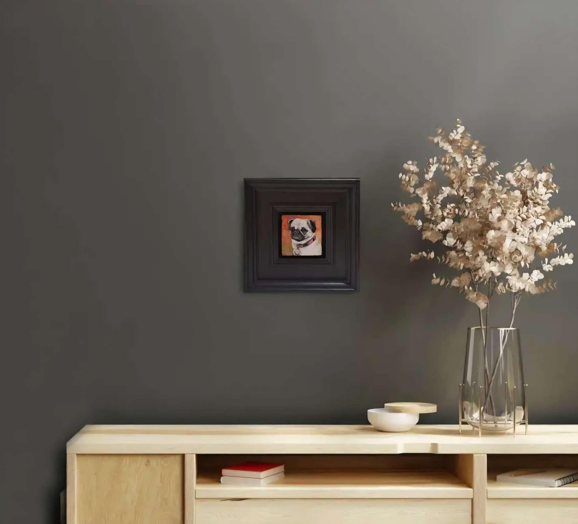 Rose The Pug 1 Taschengemälde, Taschengemälde, Originalgemälde, Stillleben (Zeitgenössisch), Painting, von Dani Humberstone