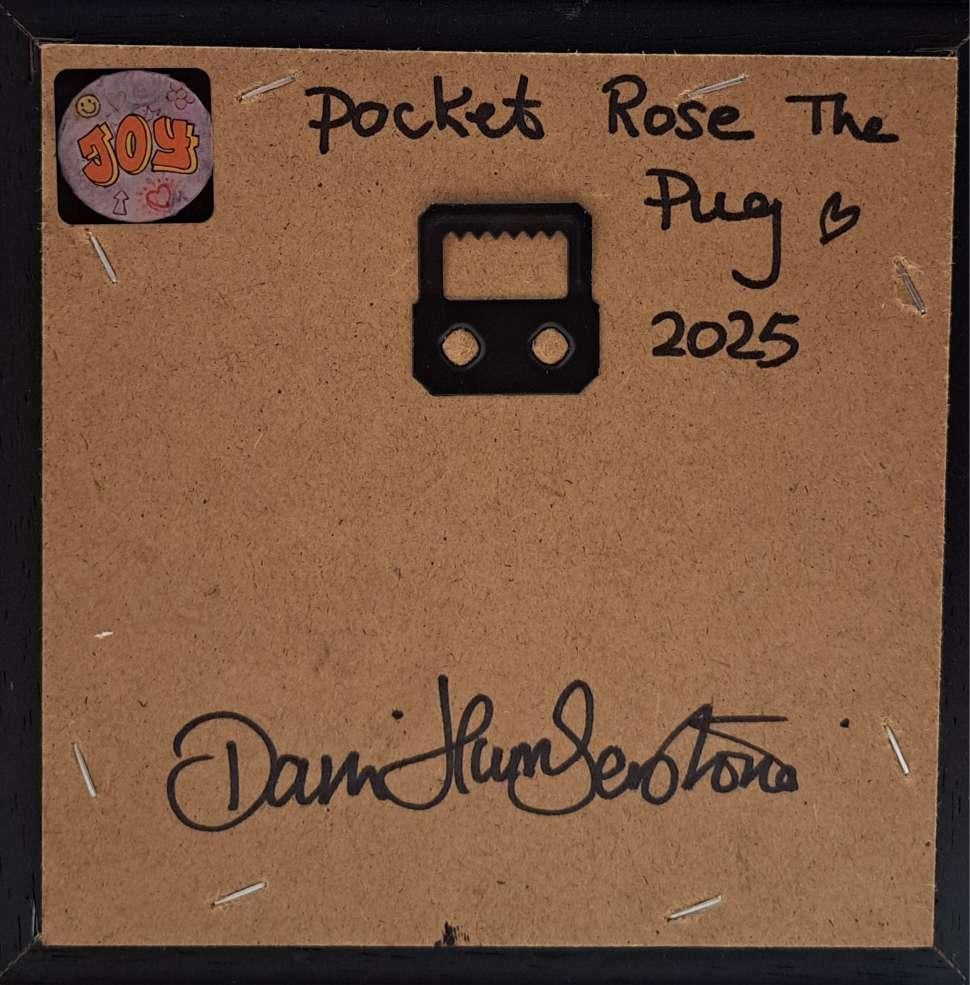 Rose The Pug Pocket Painting, Originalgemälde, Stillleben im Angebot 1