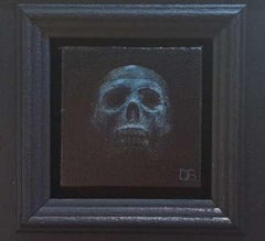 Crâne bleu de poche Peinture c, peinture originale, contemporaine, nature morte