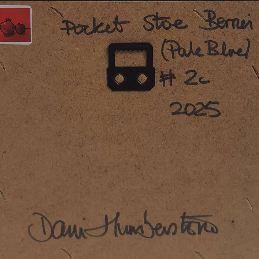 Pocket Sloe Berries (Pale Blue) 2c (canvas size 7x7cm) is an original oil painting by Dani Humberstone as part of her Pocket Painting series featuring small scale realistic oil paintings, with a nod to baroque still life painting. The paintings are