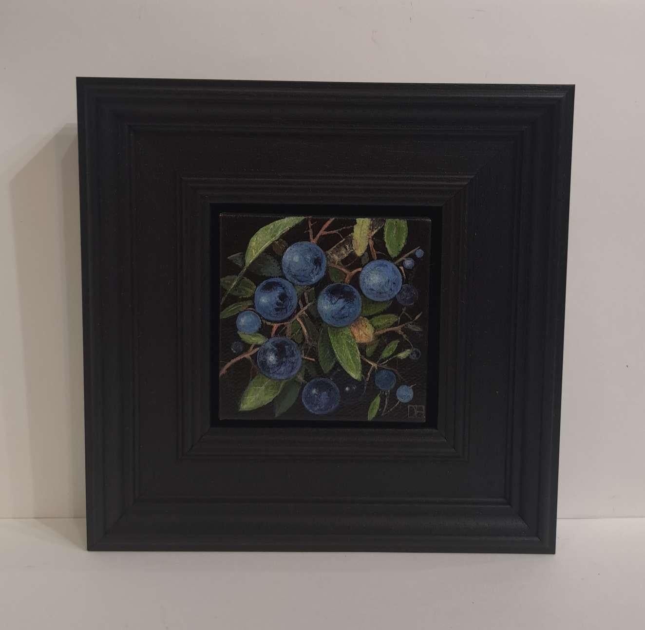 Sloe Berries Pocket Painting (PaleBlue)2c, original painting, still-life For Sale 3
