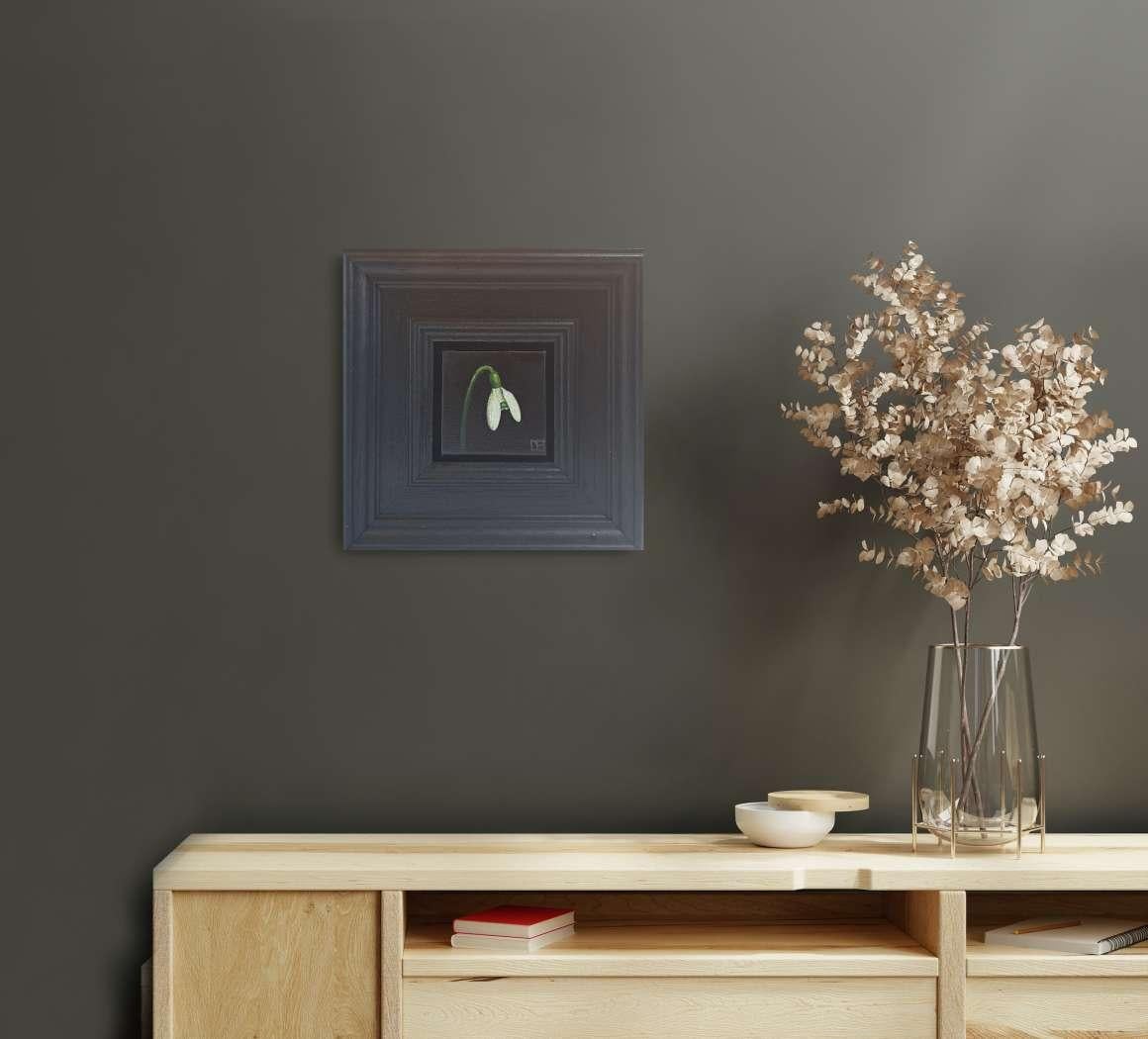 Bucaneve Pocket Painting 6c, quadro originale, natura morta, Nature - Still-Life Painting Nero di Dani Humberstone