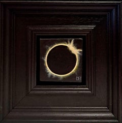 Solar Eclipse & Lunar Eclipse Pocket Painting, diptych, original painting