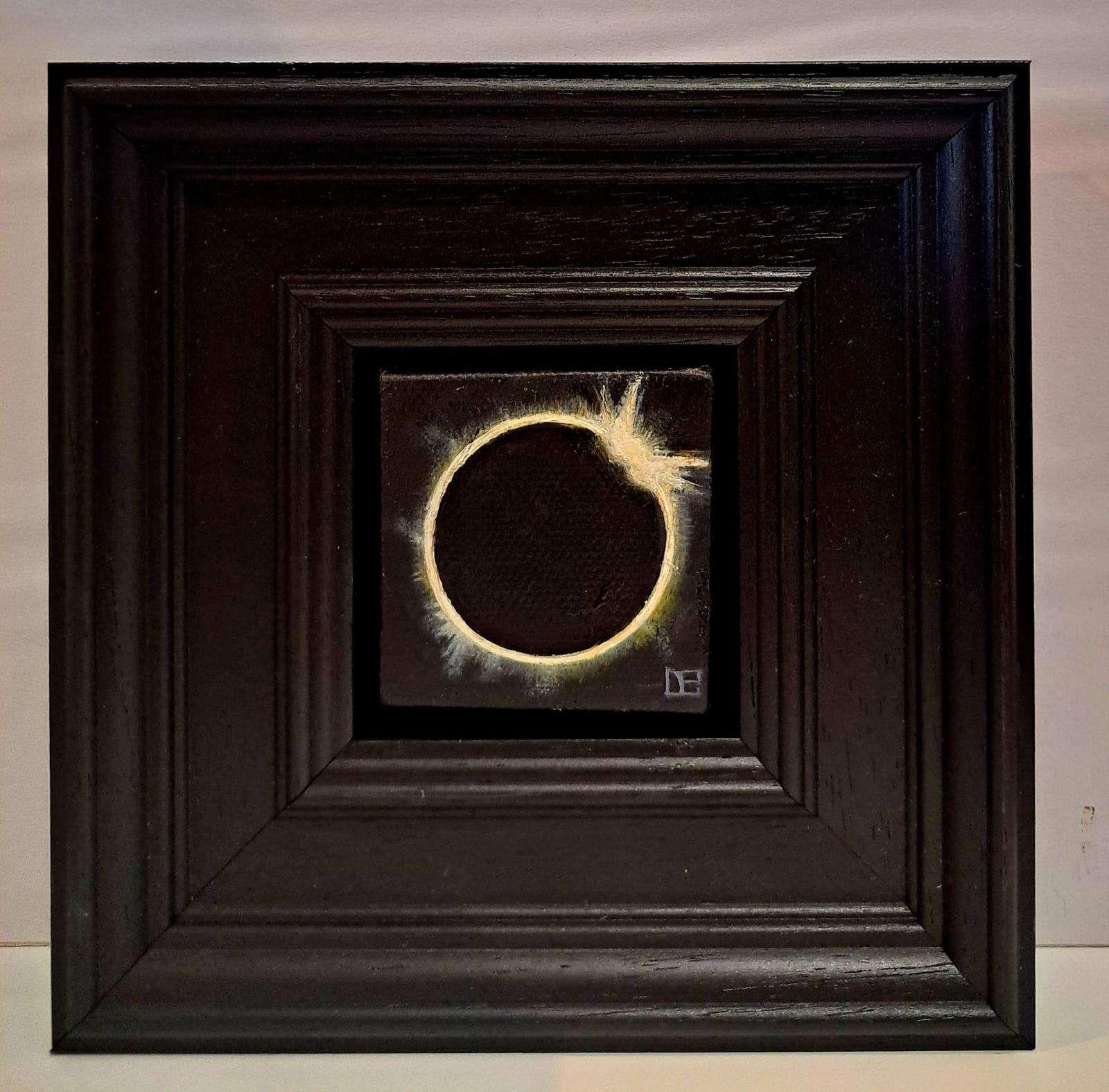 Sonnenfinsternis & Mondfinsternis Taschengemälde, Diptychon, Originalgemälde im Angebot 4