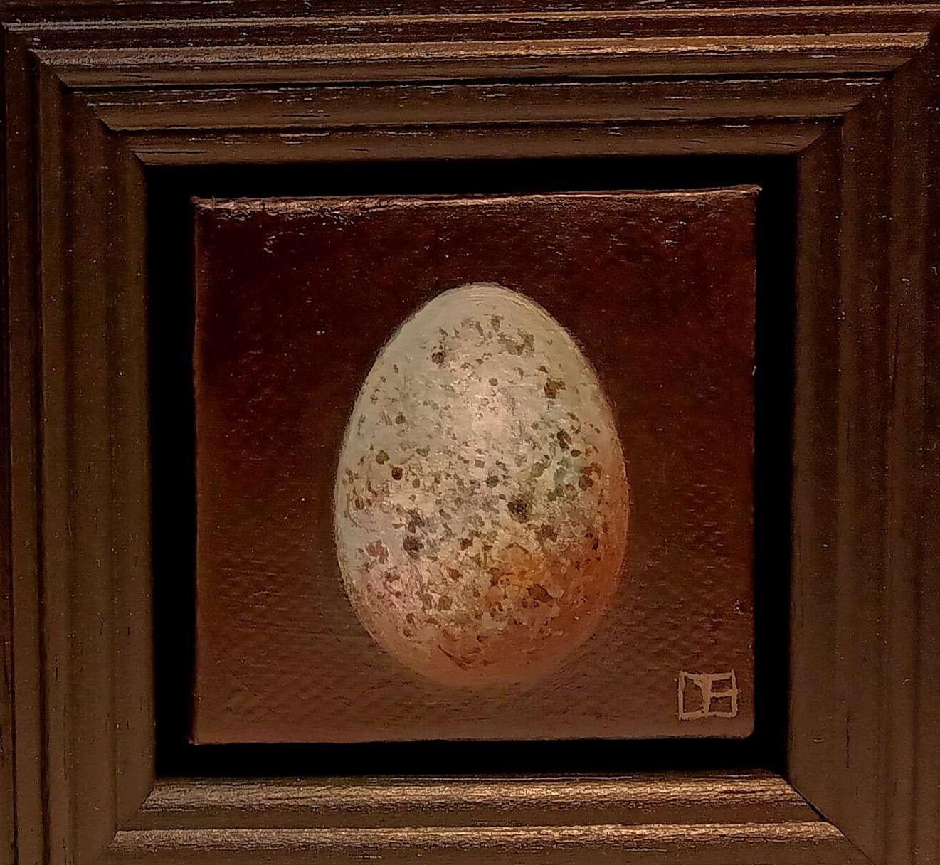 Pocket Song Sparrow 2 est une peinture à l'huile originale réalisée par Dani Humberstone dans le cadre de sa série Pocket Painting, qui propose des peintures à l'huile réalistes à petite échelle, avec un clin d'œil aux natures mortes baroques. Les
