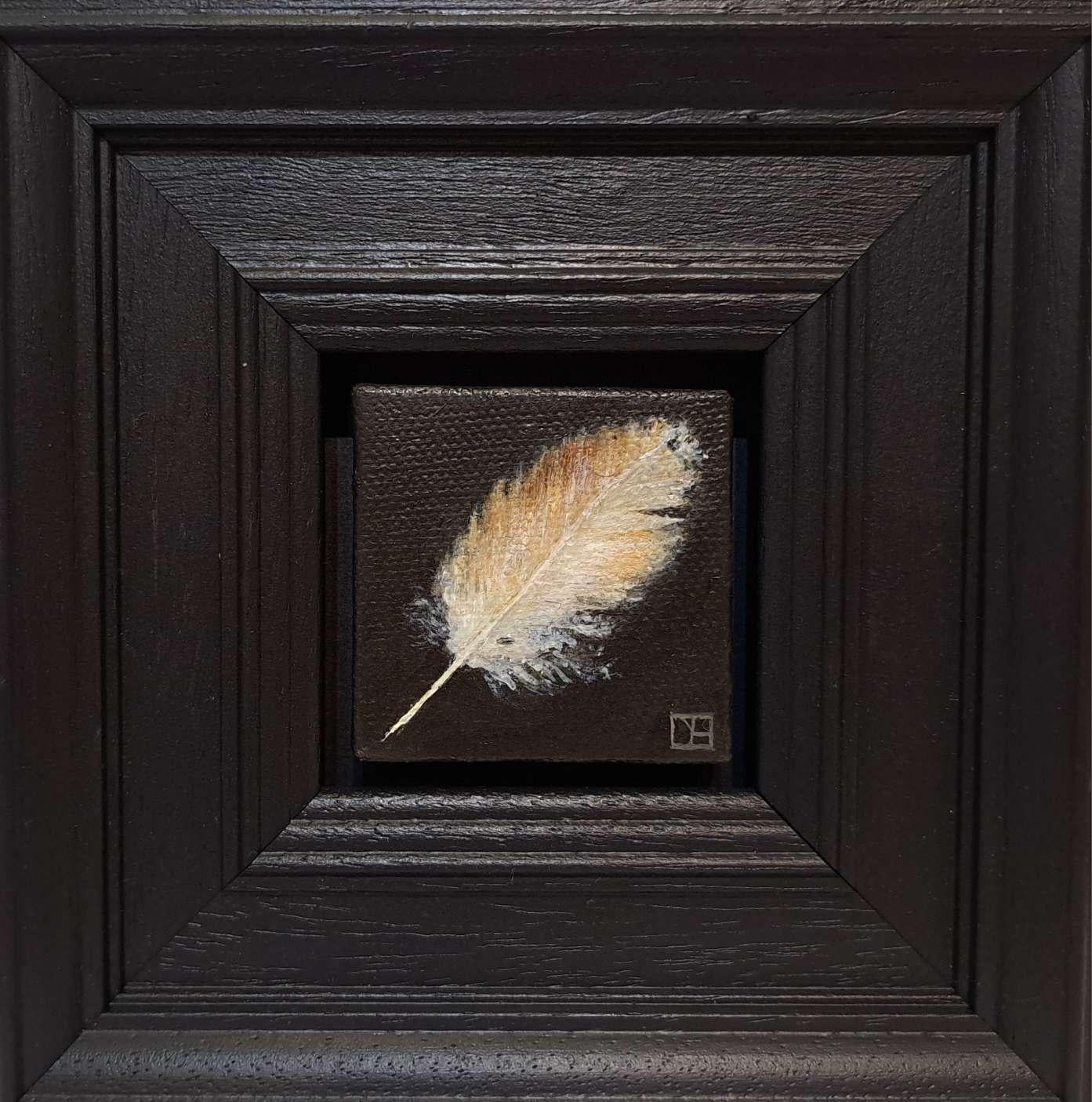 Dani Humberstone Interior Painting - Spring Collection: Pocket Tawny Owl Feather, Baroque Still Life, Bird, Nature