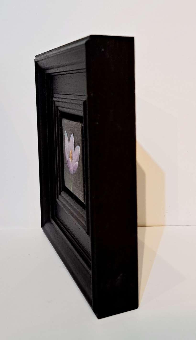 Spring Collection: Pocket Violet Crocus, Baroque Still Life, flower - Painting by Dani Humberstone