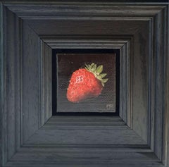 Pittura tascabile alla fragola molto matura e al melograno rosso intenso, dittico