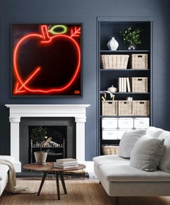 Together in Electric Dreams, Contemporary Painting, Apple Neon Sign Painting