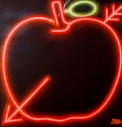Together in Electric Dreams, Contemporary Painting, Apple Neon Sign Painting