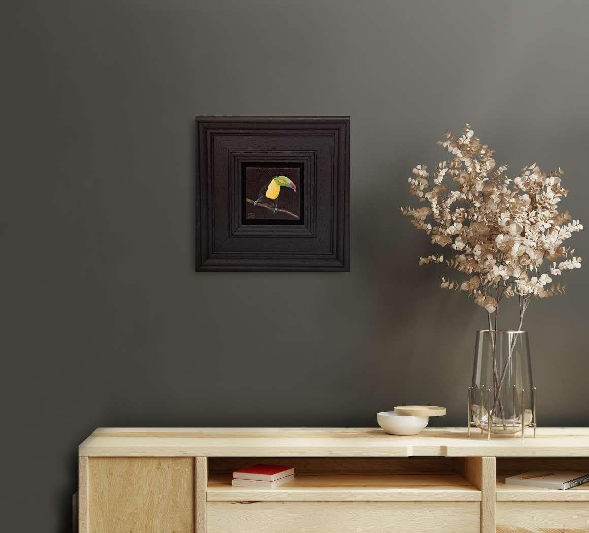 Tukan Dschungel Sammlung Pocke, Originalgemälde, Ölfarbe, Stillleben, Natur – Painting von Dani Humberstone
