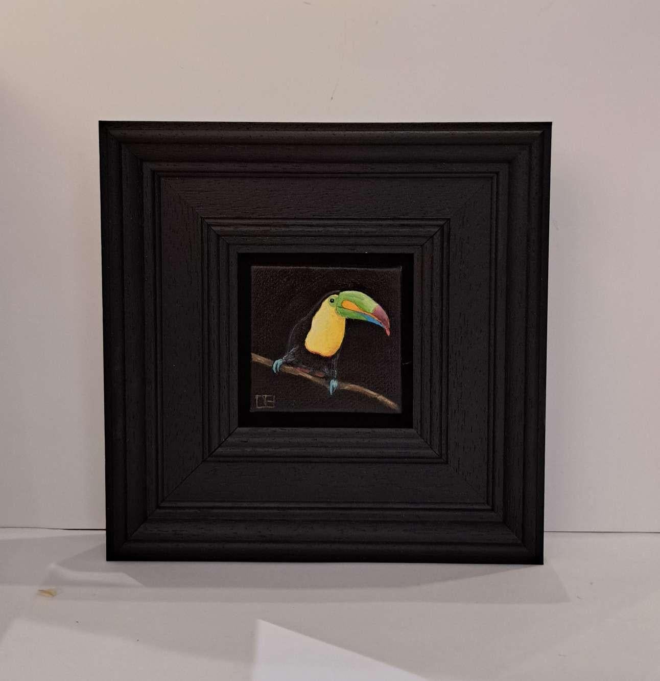 Tukan Dschungel Sammlung Pocke, Originalgemälde, Ölfarbe, Stillleben, Natur (Schwarz), Still-Life Painting, von Dani Humberstone