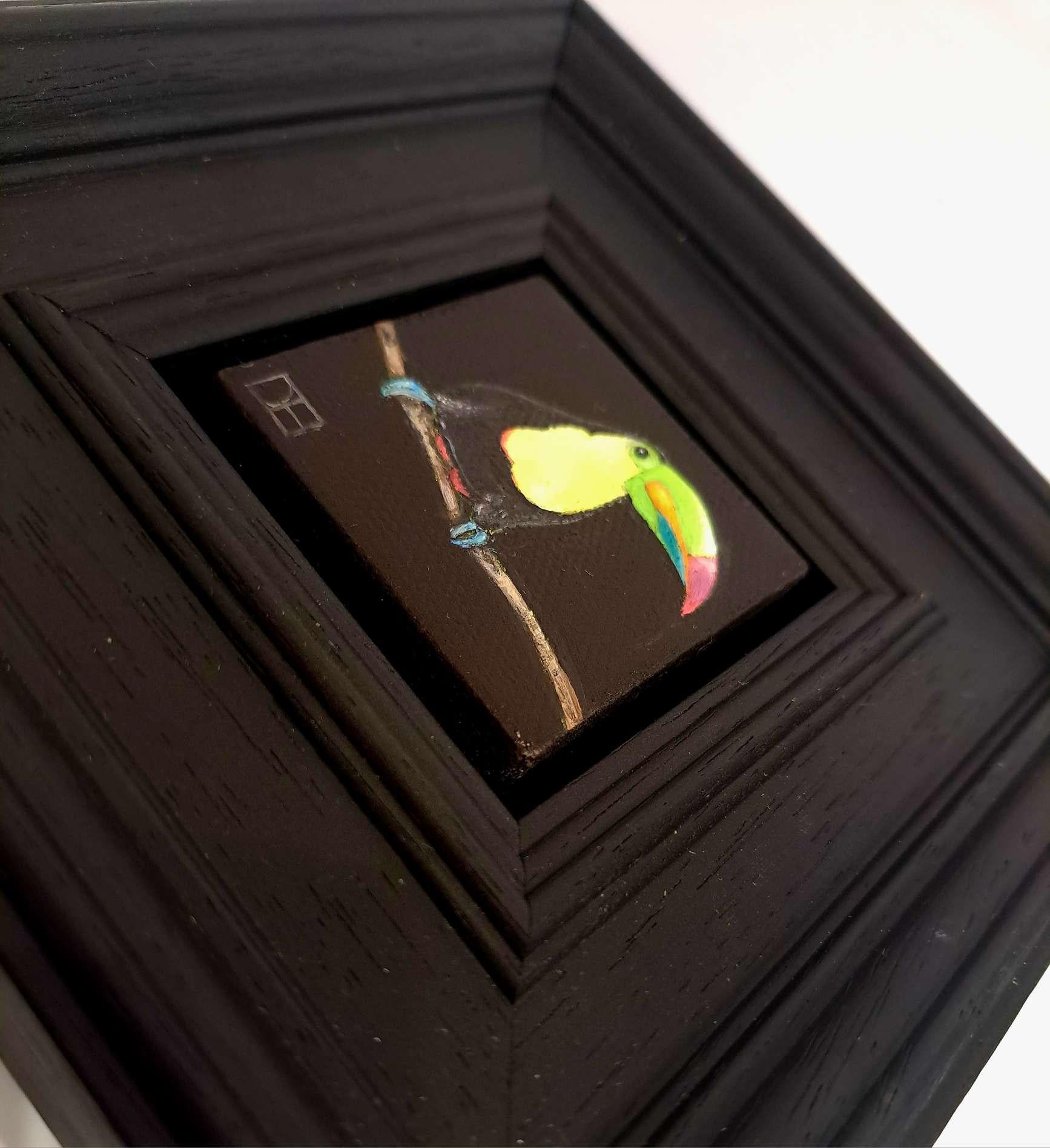 Peinture de poche Toucan 2c, peinture originale, nature morte en vente 2